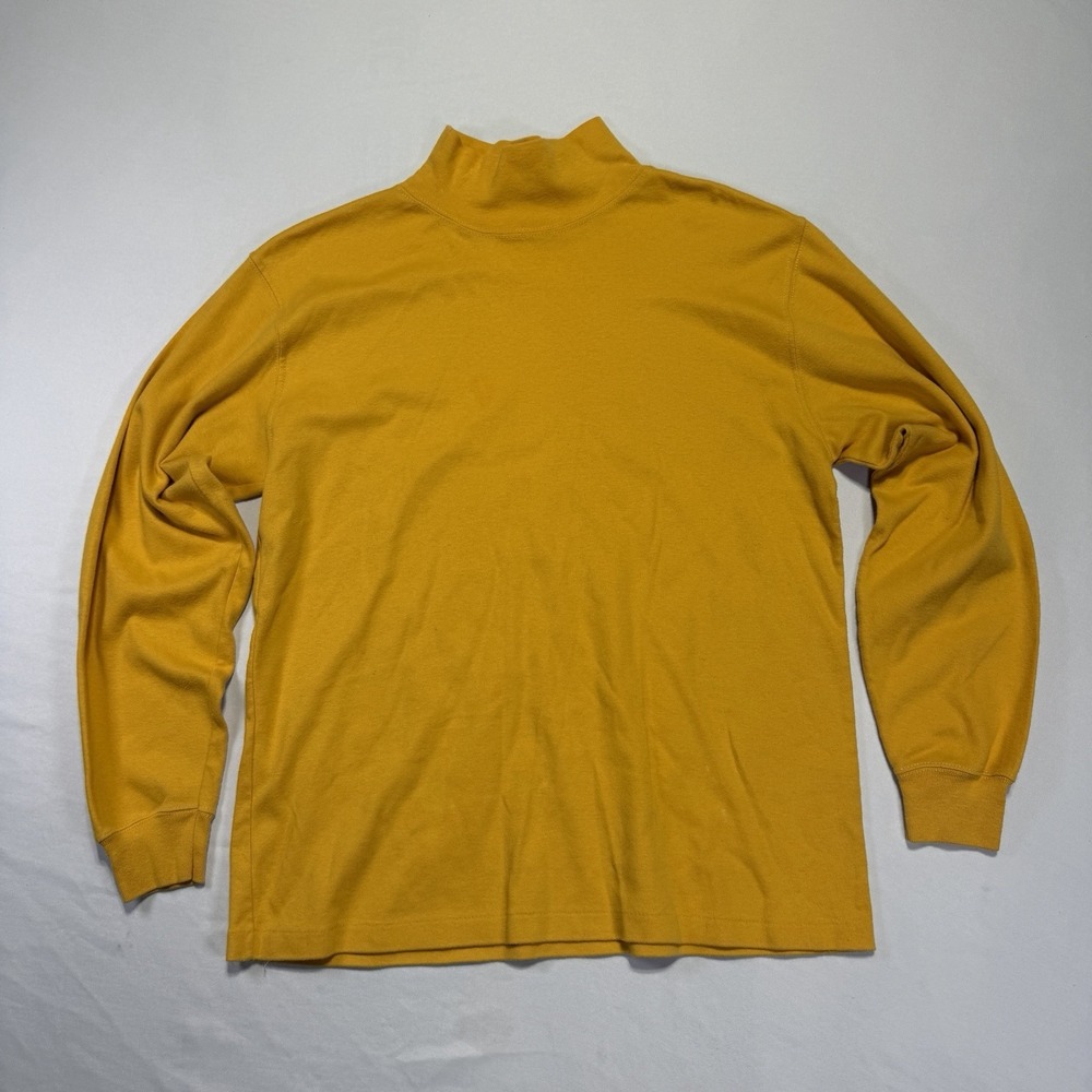 Vintage French Navy Mockneck Shirt Mens Medium Yellow USA Cotton 90s Knit